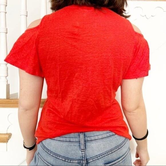 Rebecca Taylor linen cold shoulders blouse M - Picture 2 of 4